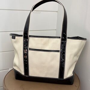 Lands' End Black and Cream Tote Bag